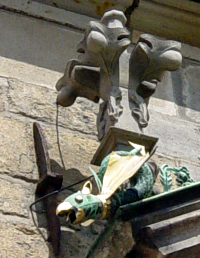 Townhall dragon sculpture on roof