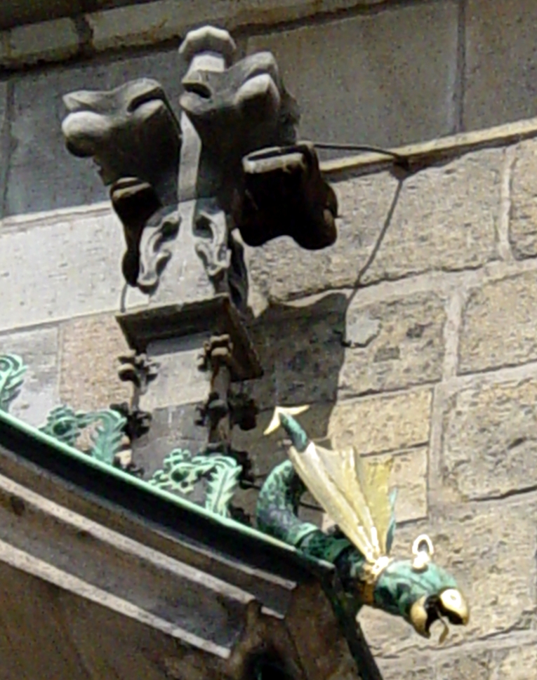 Townhall dragon sculpture on roof