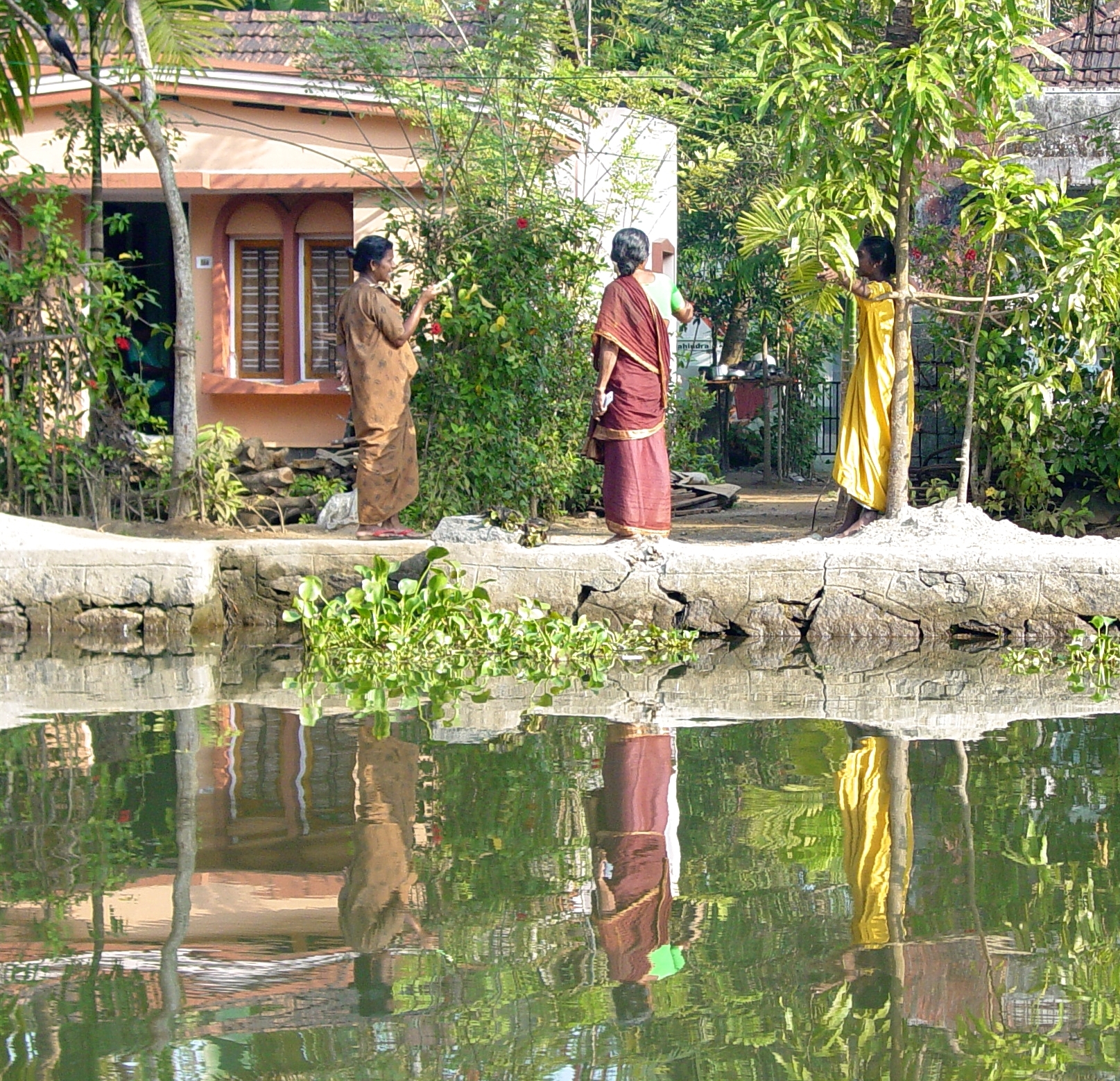 Bird sanctuary house and people