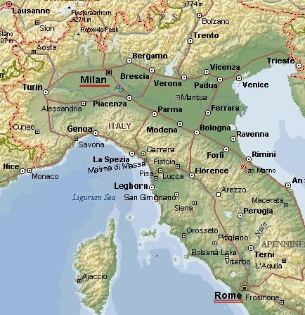 North Italy map