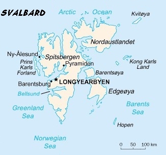 Norway Svalbard map - overview islands