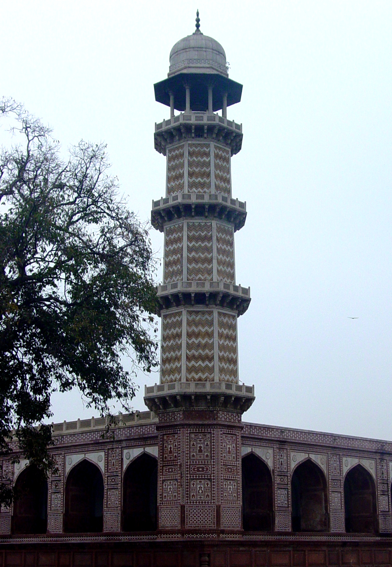Badshahi Mosque minaret in corner