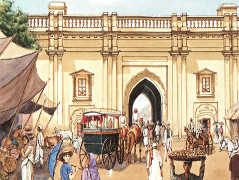 Historic city gate painting