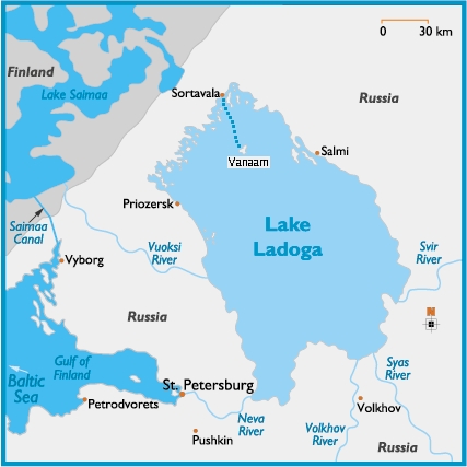 Map lake Lagoda