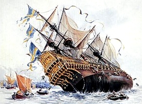 Painting of Vasa sinking