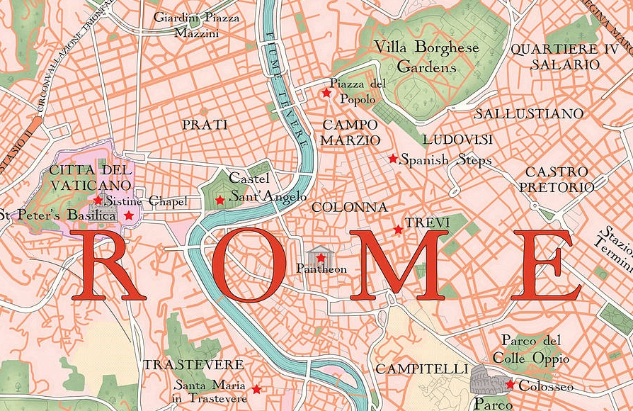 Rome map central area incl Vatican